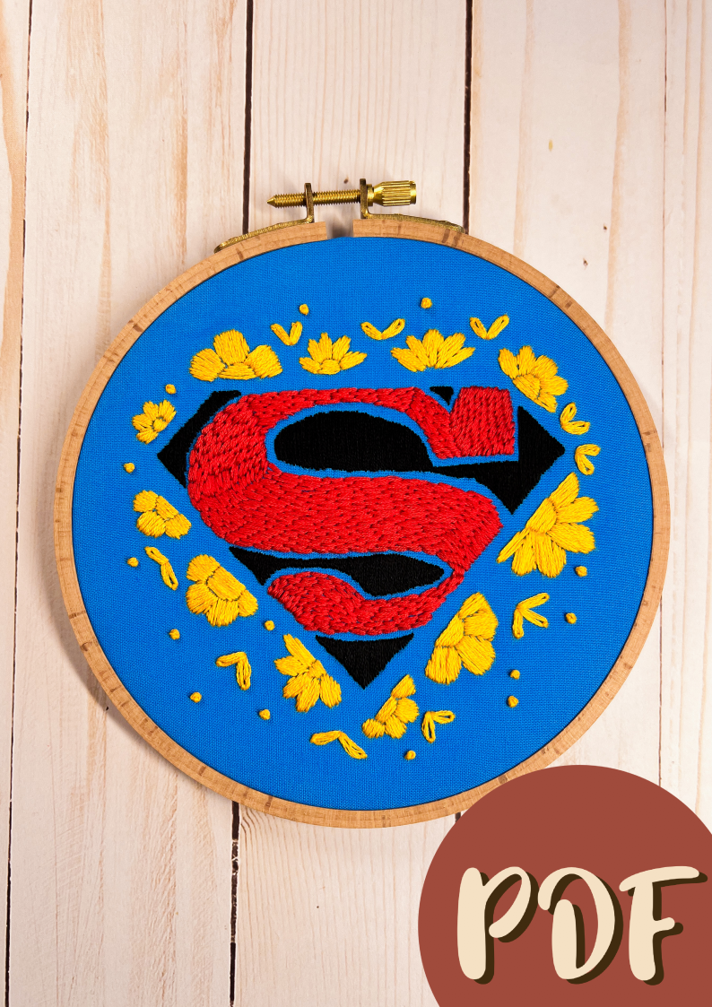 Superman Inspired Logo Embroidery Pattern 6-inch