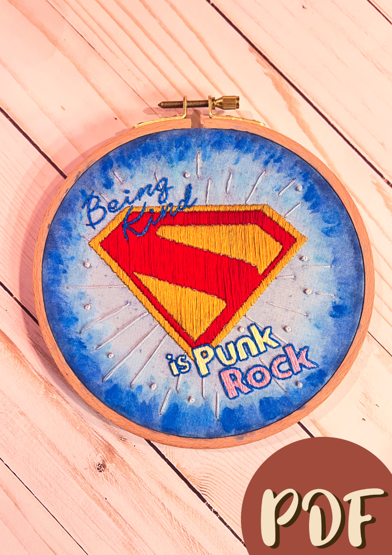 Superman Punk Rock Inspired Embroidery Pattern