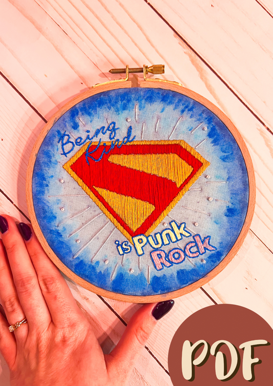 Superman Punk Rock Inspired Embroidery Pattern