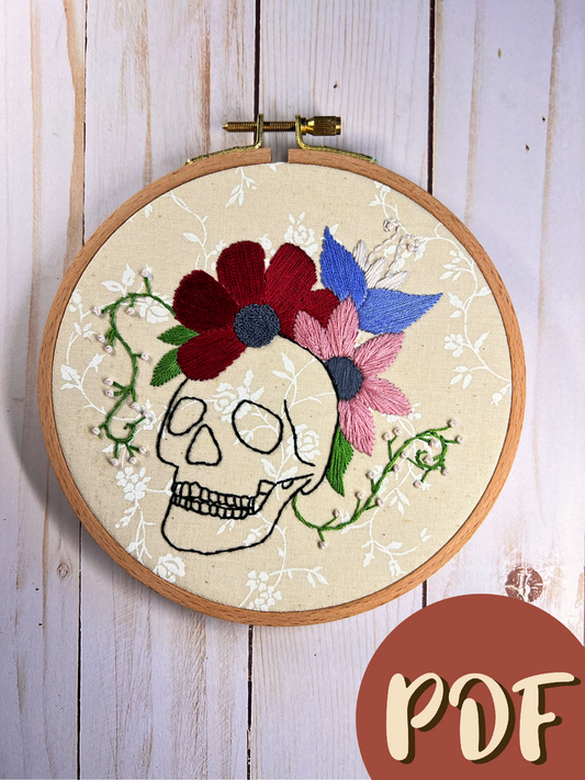 Skull & Flowers 6 Inch Pattern